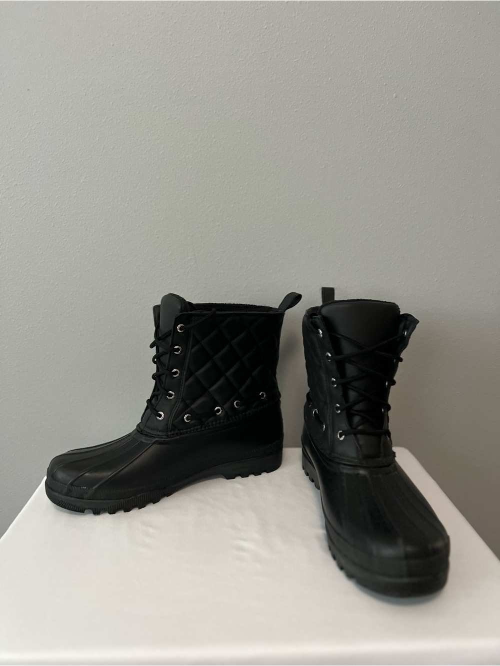 Sperry Black Gosling Quilted Rain Duck Boots Size 10